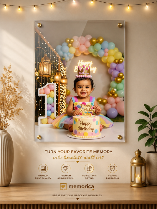 Personalized 1st Birthday Acrylic Photo Frame | Custom Baby Birthday Gift | Premium Acrylic Wall Decor